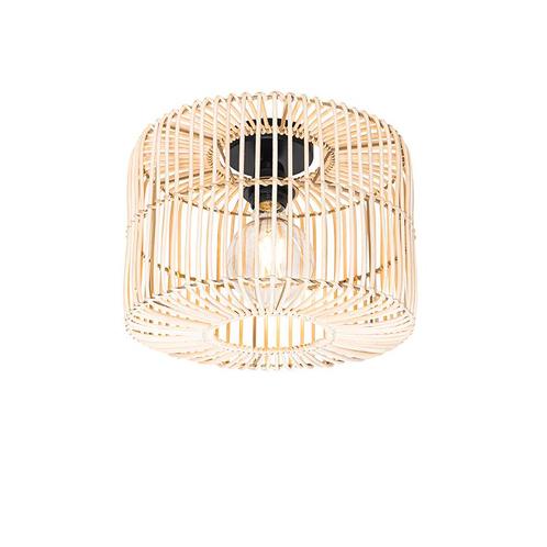 Oosterse plafondlamp zwart met rotan - Maud, Huis en Inrichting, Lampen | Plafondlampen, Nieuw, Overige materialen