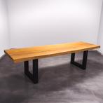Boomstamtafel, Eettafel 300x90 massief hardhout, metaalpoot, Overige houtsoorten, Robuust Modern, Vijf personen of meer, Rechthoekig