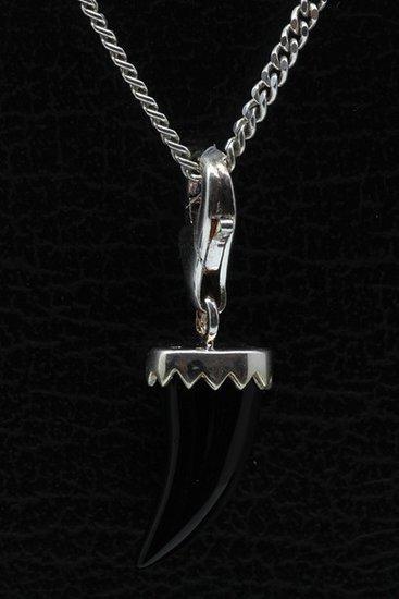 Zilveren Tand Onyx hanger en/of bedel, Sieraden, Tassen en Uiterlijk, Bedels, Verzenden