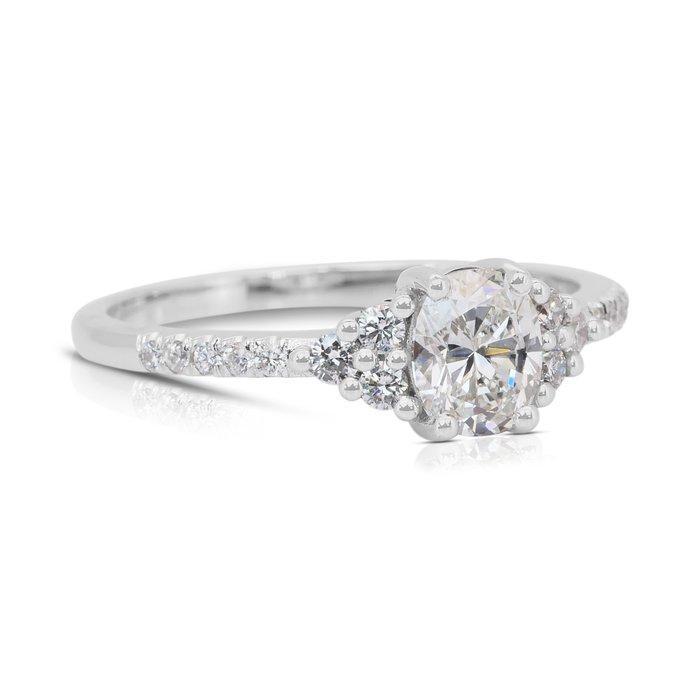 Ring - 18 karaat Witgoud - 0.89ct. tw. Diamant (Natuurlijk), Sieraden, Tassen en Uiterlijk, Ringen
