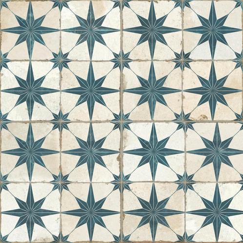 Vintage vloertegel / wandtegel fs star b blue blauw 45x45cm, Doe-het-zelf en Verbouw, Tegels, Vloertegels, Nieuw, 10 m² of meer