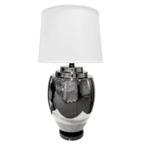 Tafellamp 28x28x50cm witte kap zilver, Huis en Inrichting, Lampen | Tafellampen, Nieuw, Ophalen of Verzenden