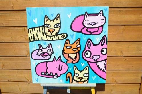 Kev Munday (1986) - Seven Cats, Antiek en Kunst, Kunst | Schilderijen | Modern