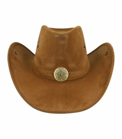Cowboyhoed - Western hoed in velvet ster onesize - Bruin, Kleding | Dames, Hoeden en Petten
