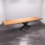 Boomstamtafel, Eettafel 360x110 massief hardhout, metaalpoot, 200 cm of meer, Nieuw, Robuust Modern, 100 tot 150 cm