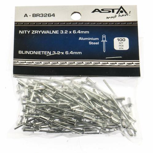 Popnagel Set - 100 Delig - Popnagels 3.2x6.4mm - Aluminium -, Auto diversen, Autogereedschap, Nieuw, Ophalen of Verzenden