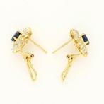 Oorbellen - 18 karaat Geel goud, Witgoud Saffier - Diamant, Sieraden, Tassen en Uiterlijk, Oorbellen, Nieuw