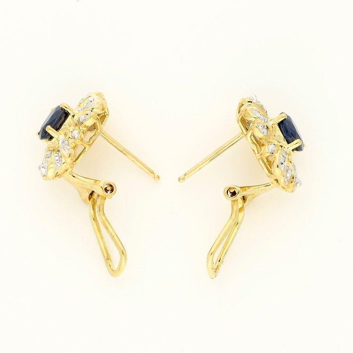 Oorbellen - 18 karaat Geel goud, Witgoud Saffier - Diamant, Sieraden, Tassen en Uiterlijk, Oorbellen