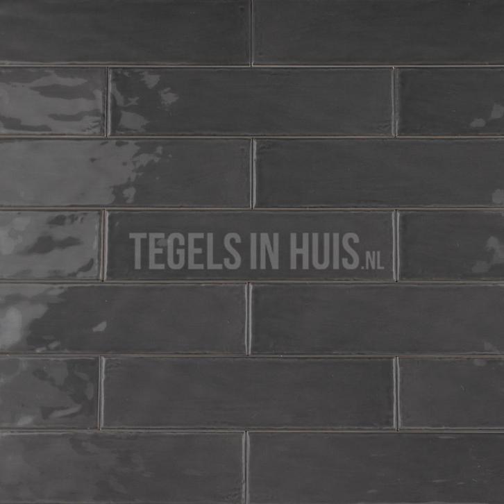 Wandtegel cottage 7,5x30 glans donker grijs handvormlook met, Doe-het-zelf en Verbouw, Tegels, Wandtegels, Nieuw, 10 m² of meer