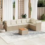 vidaXL 8-delige Loungeset met kussens poly rattan beige, Nieuw, 8 zitplaatsen, Loungeset, Verzenden