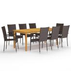 vidaXL 9-delige Tuinset bruin, Tuin en Terras, Nieuw, 8 zitplaatsen, Tuinset, Verzenden