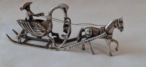 Miniatuur beeldje - Arre slee zilver - .835 zilver, Antiek en Kunst, Antiek | Goud en Zilver