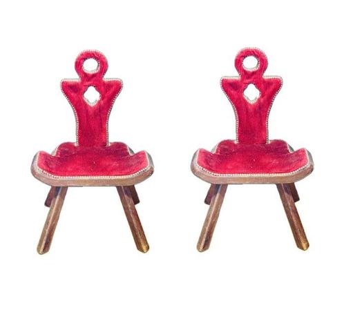 Stoel (2) - Art Deco - Fluweel, Hout, Antiek en Kunst, Curiosa en Brocante