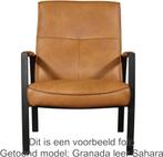 Grijze leren industriële stalen fauteuils - Granada leer As, Nieuw, Ophalen of Verzenden, 50 tot 75 cm, Leer