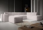 Hoekbank - Beige - Fluffy - Ribstof - Links | 261x216x80, Huis en Inrichting, Banken | Bankstellen, 250 tot 300 cm, Verzenden
