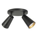 Opbouwspot Petunia | Zwart Goud Metaal | Rond | GU10, Ophalen of Verzenden, Nieuw, Plafondspot of Wandspot, Led