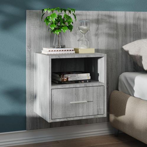 vidaXL Nachtkastje wandgemonteerd grijs sonoma eikenkleurig, Huis en Inrichting, Slaapkamer | Nachtkastjes, Nieuw, Minder dan 45 cm