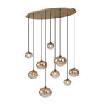 Art Deco hanglamp goud met amber glas 9-lichts - Jia, Nieuw, Overige materialen, Art Deco, 75 cm of meer