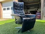 JORI JR-7980 Square design relax fauteuil stoel zwart leer, Hout, Eenpersoons, Zo goed als nieuw