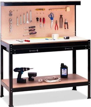 Werkbank/werktafel - Metaal / MDF - Incl. ophangwand & lade beschikbaar voor biedingen