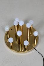 Vintage plafondlamp, wandlamp - jaren 70, goud, Huis en Inrichting, Lampen | Plafondlampen, Gebruikt, Glas, Mid century
