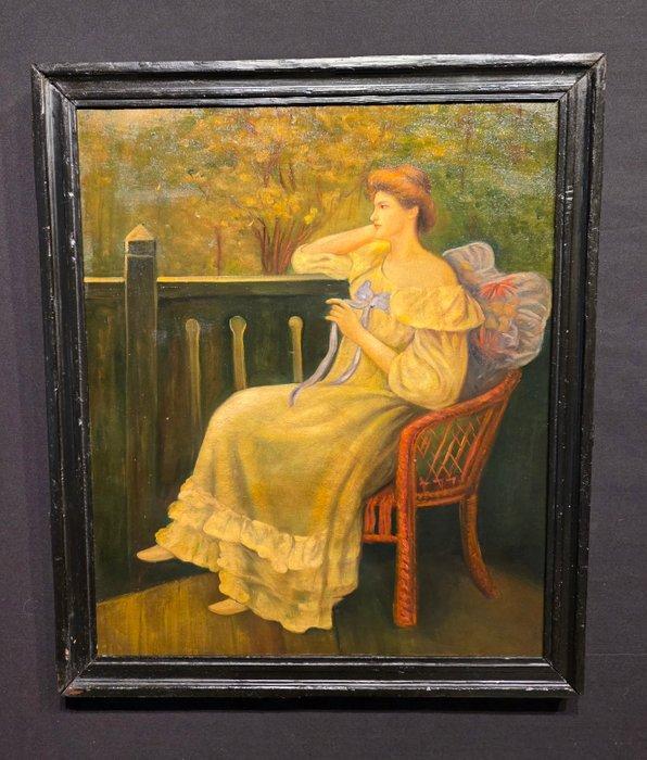 Italiaanse school (XX) - Donna in giardino, Antiek en Kunst, Kunst | Schilderijen | Klassiek