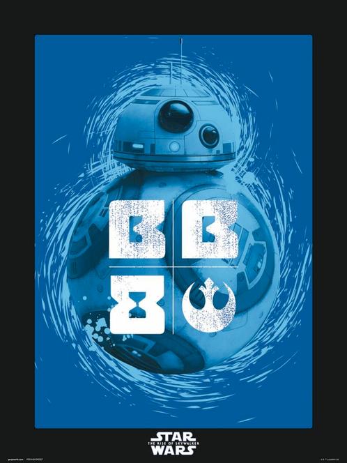 Kunstdruk Star Wars Episode IX BB 8 Blue 30x40cm, Huis en Inrichting, Woonaccessoires | Schilderijen, Tekeningen en Foto's, Nieuw