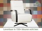 Leren draaifauteuil Award - Toledo Bianco (gebroken wit) -, Huis en Inrichting, Fauteuils, Nieuw, Ophalen of Verzenden, 50 tot 75 cm