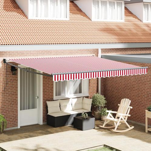 vidaXL Automatische Inklapbare Luifel Rood met Witte Strepen, Tuin en Terras, Zonneschermen, Nieuw, Verzenden