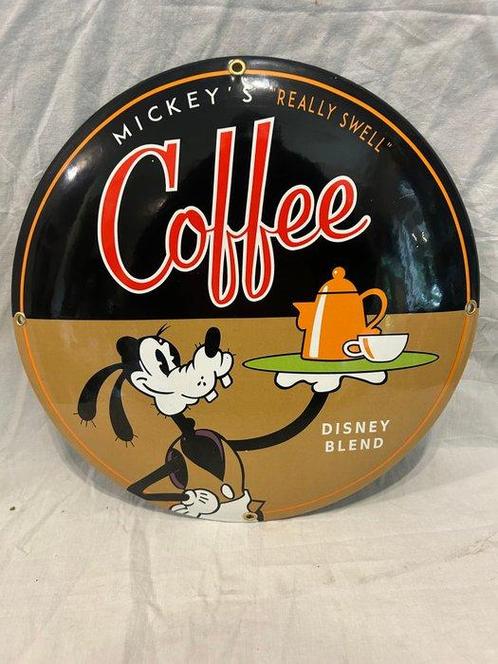 Emaille bord - Coffee Goofy - Emaille, Verzamelen, Disney