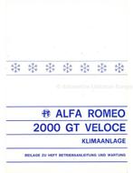 1972 ALFA ROMEO 2000 GT VELOCE AIRCONDITIONING BIJLAGE