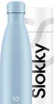 Slokky Pastel Blauw Thermosfles & Drinkfles - 500ml, Caravans en Kamperen, Nieuw