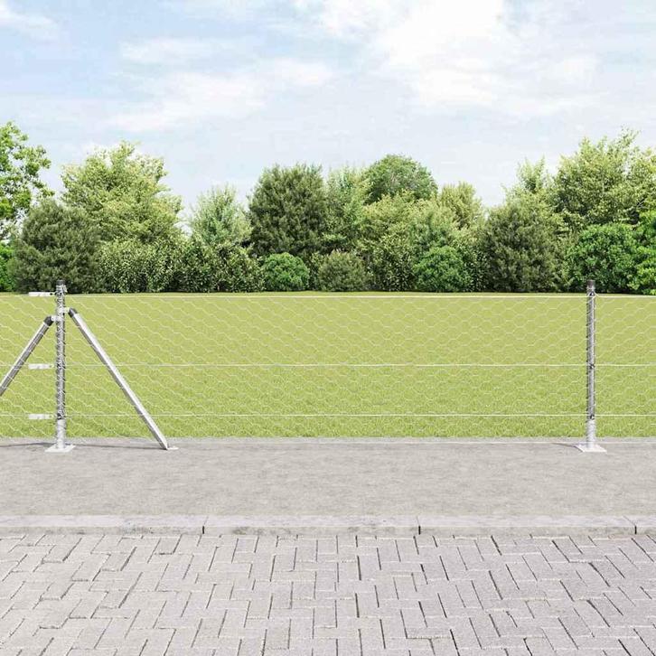 vidaXL Afrasteringspaal Zilver 25 x 0,5 m (50 mm gaas) Staal, Tuin en Terras, Schuttingen, Nieuw, IJzer, Verzenden