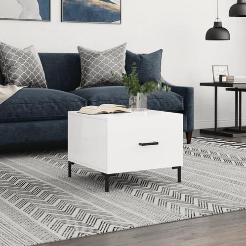 vidaXL Salontafel 50x50x40 cm bewerkt hout hoogglans wit, Huis en Inrichting, Tafels | Salontafels, 50 tot 100 cm, Nieuw, Overige houtsoorten