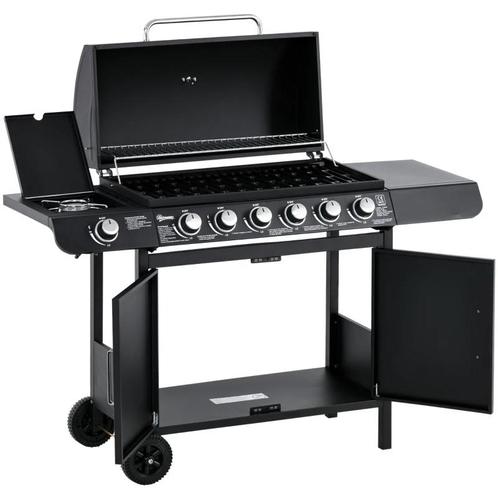TRUUSK Gasgrill BBQ-trolley Met 6 Branders 1 Zijbranderkast, Tuin en Terras, Houtskoolbarbecues, Nieuw, Verzenden