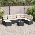 vidaXL Tuin Sofa Set 9 pcs Zwart Poly riet, Tuin en Terras, Verzenden, Nieuw, Rotan