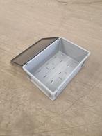 Kunststof stapelbak 60x40x22cm met deksel, grijs, PP,, Ophalen of Verzenden