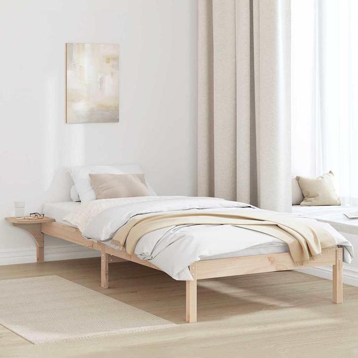vidaXL Bedframe met nachttafels Bruin 80 x 200 cm Bruin, Huis en Inrichting, Slaapkamer | Bedden, Bruin, Nieuw, Hout, Verzenden
