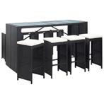 vidaXL 9-delige Tuinbarset poly rattan zwart, Verzenden, Nieuw, Rotan, 8 zitplaatsen
