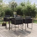 vidaXL 5-delige Tuinset zwart, 4 zitplaatsen, Verzenden, Nieuw, Rvs