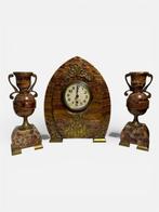 Klok en garnituur set (3) - Messing - 1920-1930 -, Antiek en Kunst