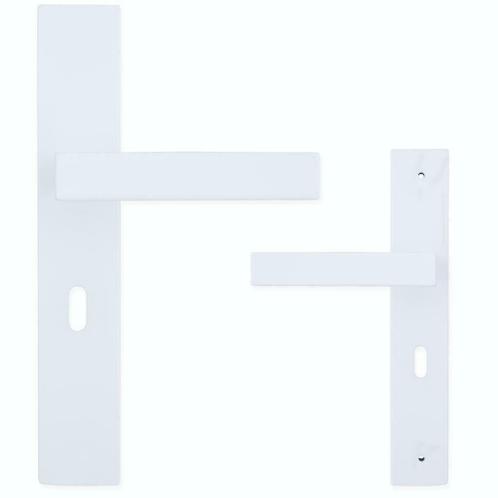≥ Nieuw: witte deurklinken op schild, mat — Hang- en —