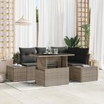 vidaXL 5-delige tuinbank set met kussens in grijs poly, Tuin en Terras, Tuinsets en Loungesets, Verzenden, Nieuw, Rotan