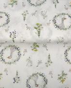 Poplin Katoen Rustieke Ganzen Wit, Nieuw, Wit