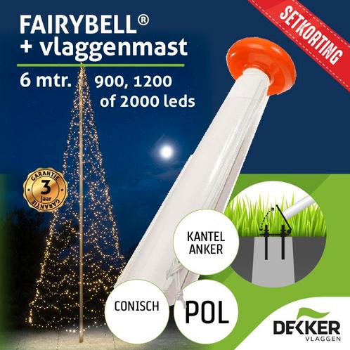 Fairybell 6 meter (900, 1200 of 2000 leds) met Polyester, Diversen, Vlaggen en Wimpels, Nieuw