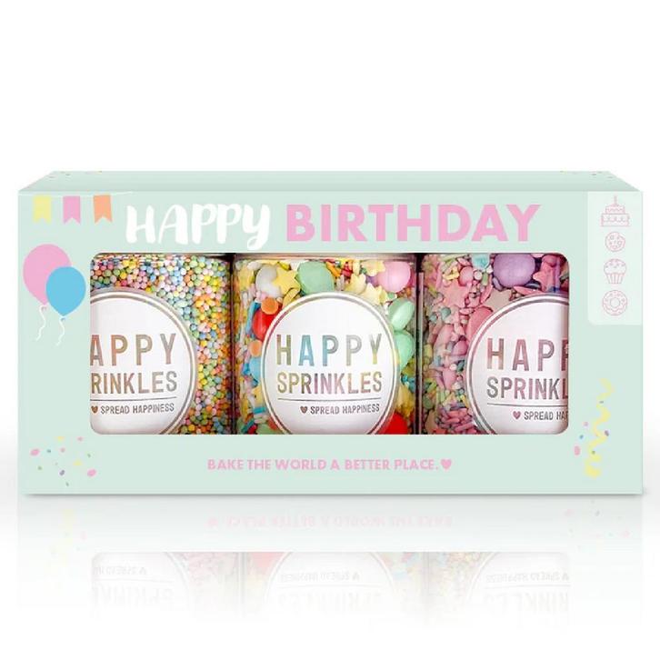 Sprinkles Happy Birthday Set/3, Hobby en Vrije tijd, Taarten en Cupcakes maken, Nieuw, Verzenden