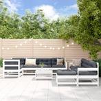 vidaXL 10-delige Loungeset met kussens massief hout wit, Verzenden, Meer dan 8 zitplaatsen, Nieuw, Loungeset
