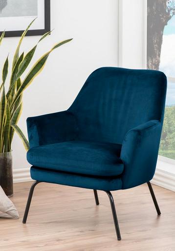 15% korting | Fauteuil donkerblauw | velvet | metalen poten beschikbaar voor biedingen