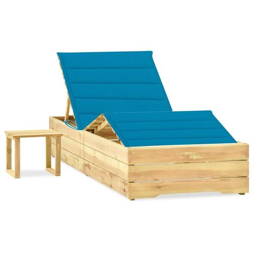 vidaXL Ligbed met tafeltje en kussen geïmpregneerd, Tuin en Terras, Ligbedden, Nieuw, Verzenden