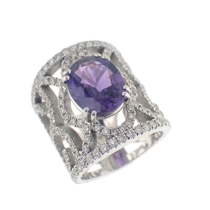 18 Krt. Witgouden koninklijke ring | 3,00 ct. Diamanten &..., Sieraden, Tassen en Uiterlijk, Ringen, Dame, Met edelsteen, Overige kleuren